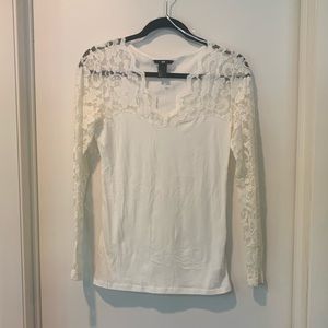 White Lace Long Sleeve Shirt
